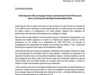 2022 01 11 CACIB accompagne Veepee dans un financement Syndiqué Sustainability-linked.pdf
