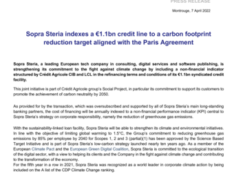 07 04 2022 Sopra Steria indexes a credit line on a carbon footprint reduction target.pdf
