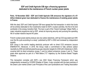 Press release_EDF and Crédit Agricole CIB sign a financing agreement dedicated to the French nuclear power plants_181122.pdf