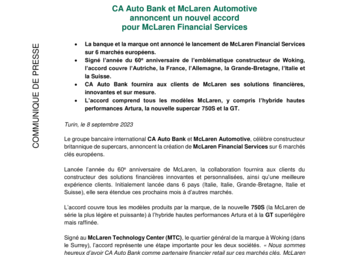2023-09-08 - CA Auto Bank et McLaren Automotive annoncent un nouvel accord pour McLaren Financial Services.pdf