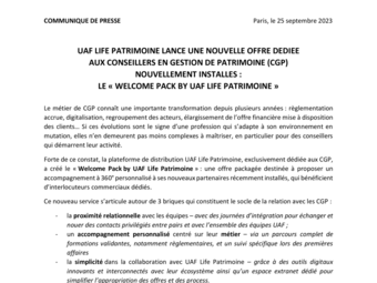 2023 09 25 _CP- Welcome Pack d’UAF Life Patrimoine .pdf