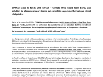 CPRAM - CP_Lancement du fonds CPR Invest Climate Ultra Short Term Final 30Nov23.pdf