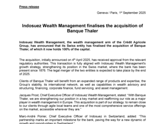 EN - Indosuez Wealth Management finalises the acquisition of Banque Thaler - 1 09 2025 .pdf