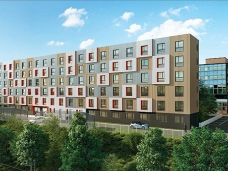 Pose de premier panneau bois pour la résidence étudiante de Noisiel :  un bâtiment labellisé BBCA pour un chantier plus performant