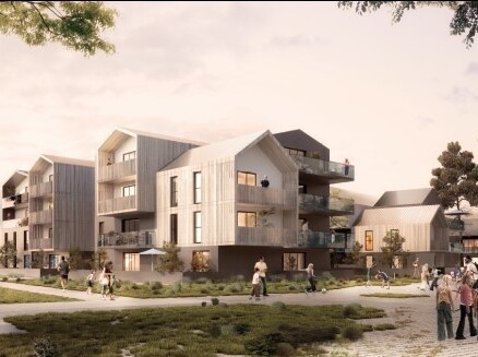 Pose de la 1ère pierre de la résidence « Le Safran », à Séné, ZAC Cœur de Poulfanc (56) :  40 logements neufs au service du renouvellement urbain et architectural
