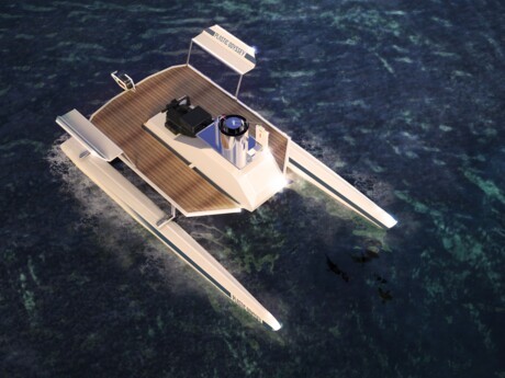 Credit Agricole supports the "Plastic Odyssey" expedition Prototype catamaran to be inaugurated in Concarneau on 15 June 2018