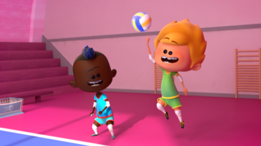 Théo et Amir apprennent le volley-ball