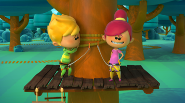 Théo découvre la grimpe d'arbres avec Jane