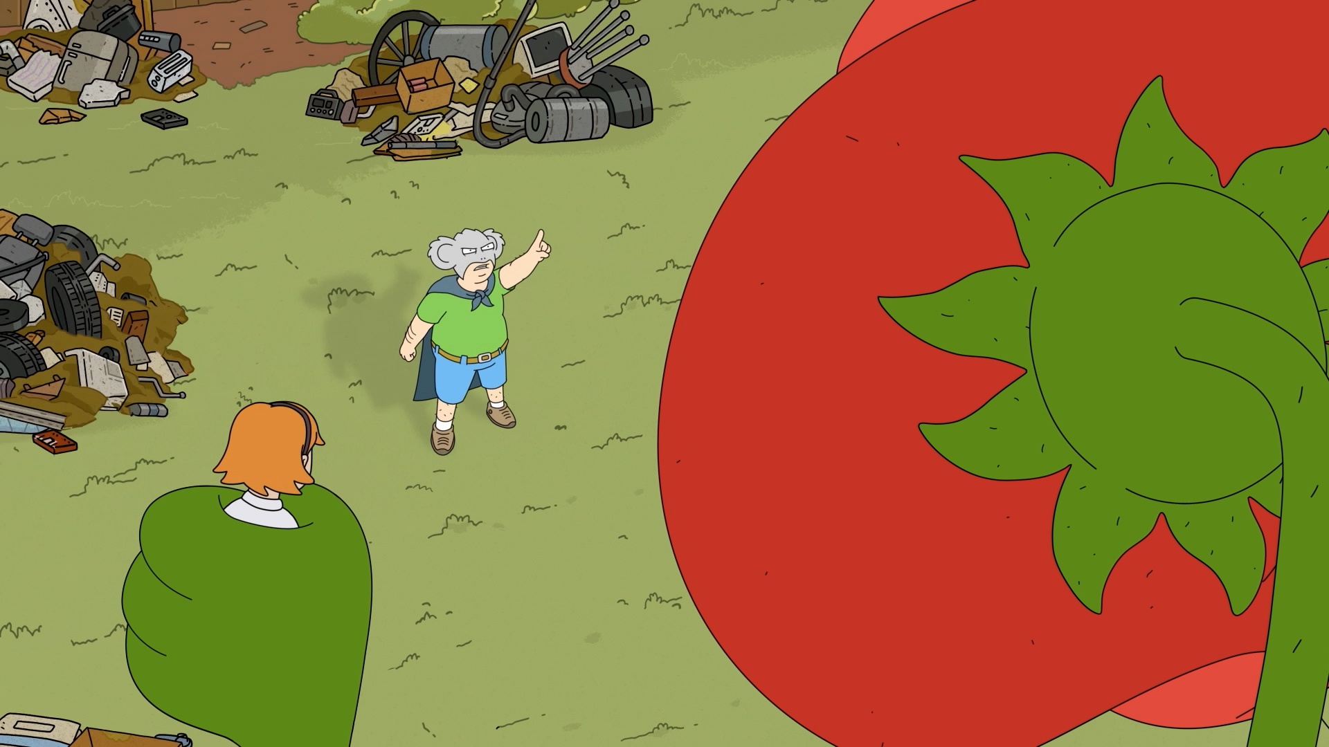 KM101_16-25-05_Koala Man pointing angrily at giant flower monster.jpg