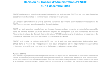 Décision du Conseil d’administration d’ENGIE du 11 décembre 2018