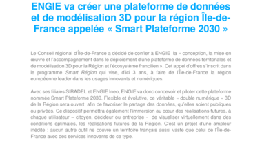 ENGIE va créer une plateforme de données et de modélisation 3D pour la région Île-de-France appelée « Smart Plateforme 2030 »