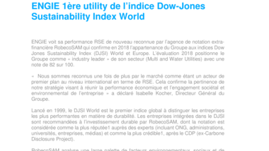 ENGIE 1ère utility de l’indice Dow-Jones Sustainability Index World
