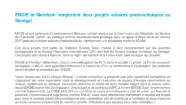 ENGIE et Meridiam remportent deux projets solaires photovoltaïques au Sénégal