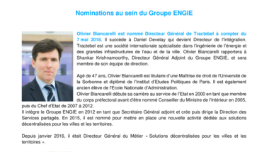 Nominations au sein du Groupe ENGIE