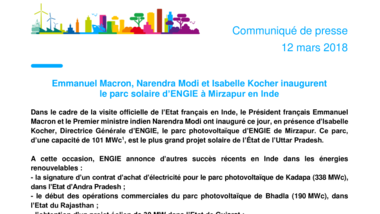 Emmanuel Macron, Narendra Modi et Isabelle Kocher inaugurent le parc solaire d’ENGIE à Mirzapur en Inde
