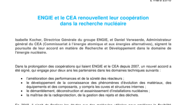 ENGIE et le CEA renouvellent leur coopération dans la recherche nucléaire
