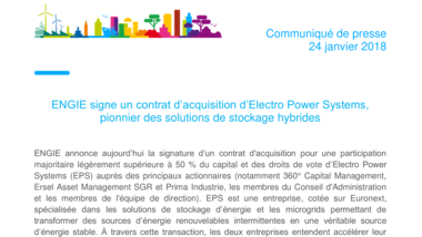 ENGIE signe un contrat d’acquisition d’Electro Power Systems, pionnier des solutions de stockage hybrides