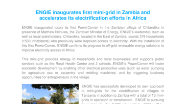 ENGIE inaugurates first mini-grid in Zambia and accelerates its electrification efforts in Africa