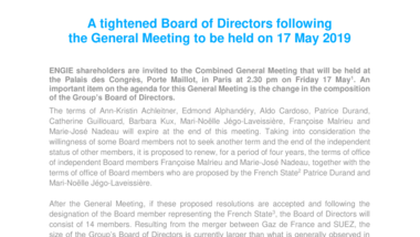 A tightened Board of Directors following the General Meeting to be held on 17 May 2019