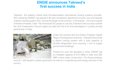 ENGIE announces Tabreed’s first success in India