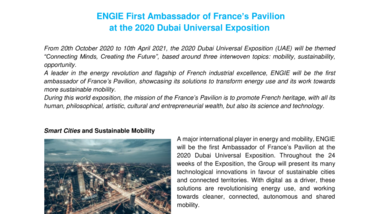 ENGIE First Ambassador of France’s Pavilion at the 2020 Dubai Universal Exposition