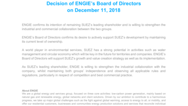 Decision of ENGIE’s Board of Directors on December 11, 2018