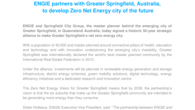 ENGIE partners with Greater Springfield, Australia, to develop Zero Net Energy city of the future
