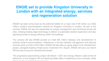 ENGIE set to provide Kingston University in London with an integrated energy, services and regeneration solution