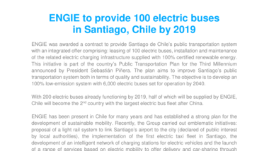 ENGIE to provide 100 electric buses in Santiago, Chile by 2019
