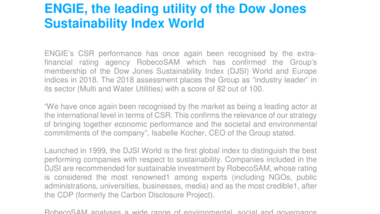 ENGIE, the leading utility of the Dow Jones Sustainability Index World