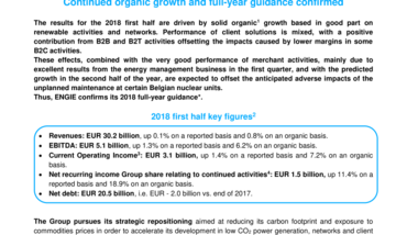 ENGIE first half results as of June 30, 2018 Continued organic growth and full-year guidance confirmed