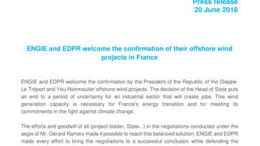 ENGIE and EDPR welcome the confirmation of their offshore wind projects in France
