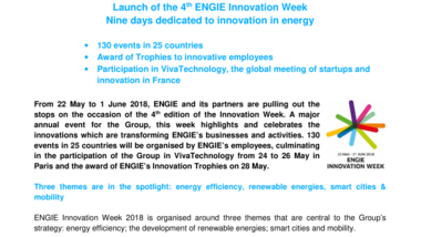 Launch of the 4th ENGIE Innovation Week Nine days dedicated to innovation in energy