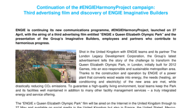 Continuation of the #ENGIEHarmonyProject campaign - Third advertising film and discovery of ENGIE Imaginative Builders