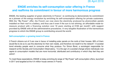 ENGIE enriches its self-consumption solar offering in France and reaffirms its commitment in favour of more harmonious progress