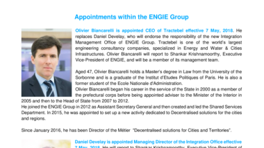 Appointments within the ENGIE Group