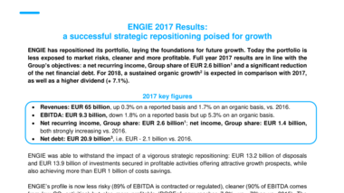 ENGIE 2017 Results : a successful strategic repositioning poised for growth