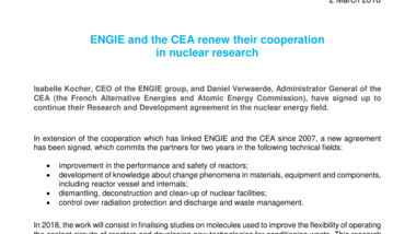 ENGIE and the CEA renew their cooperation in nuclear research