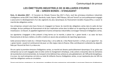 Les émetteurs industriels de 26 milliards d'euros de « Green bonds » s'engagent