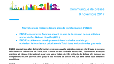 Nouvelle étape majeure dans le plan de transformation d’ENGIE