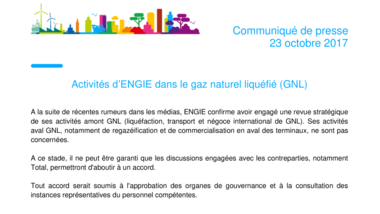 Activités d’ENGIE dans le gaz naturel liquéfié (GNL)