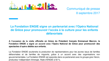 La Fondation ENGIE signe un partenariat avec l’Opéra National de Grèce pour promouvoir l’accès à la culture pour les enfants défavorisés