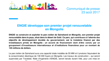 ENGIE développe son premier projet renouvelable en Mongolie
