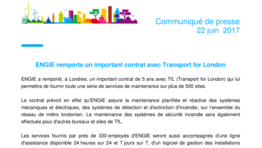 ENGIE remporte un important contrat avec Transport for London