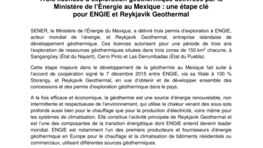 Trois licences d’exploration géothermique délivrées par le Ministère de l’Énergie au Mexique : une étape clé pour ENGIE et Reykjavik Geothermal