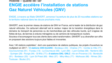 ENGIE accélère l’installation de stations Gaz Naturel Véhicules (GNV)