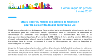 ENGIE leader du marché des services de rénovation pour les collectivités locales au Royaume-Uni