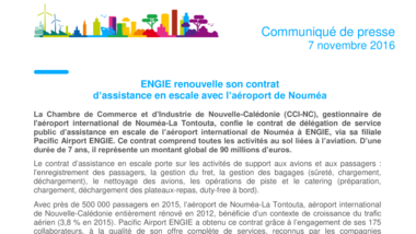 ENGIE renouvelle son contrat d’assistance en escale avec l’aéroport de Nouméa