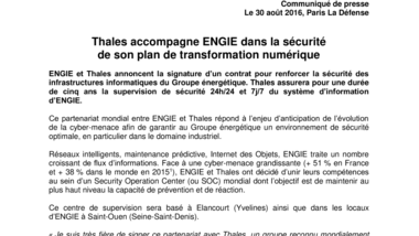 Thales accompagne ENGIE dans la sécurité de son plan de transformation numérique