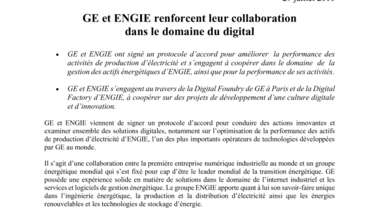 GE et ENGIE renforcent leur collaboration dans le domaine du digital